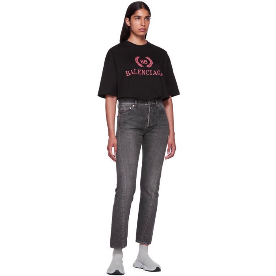 BALENCIAGA 巴黎世家 麥穗BB logo黑色短袖T恤XS-2