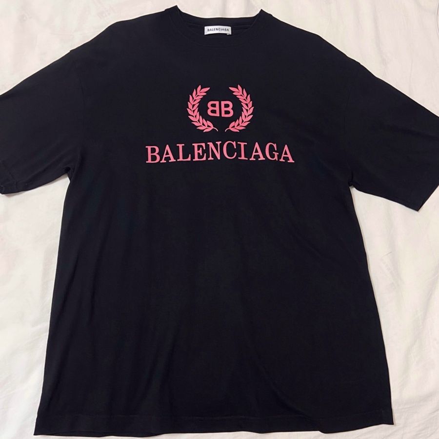 BALENCIAGA 巴黎世家 麥穗BB logo黑色短袖T恤XS-5