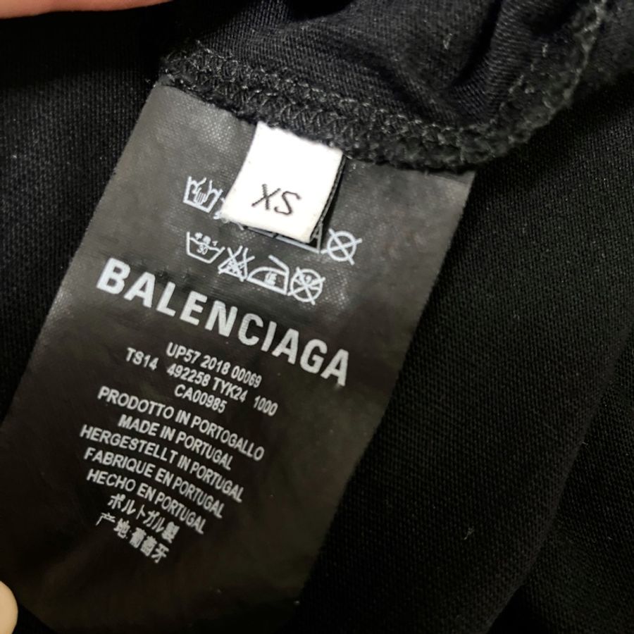 BALENCIAGA 巴黎世家 麥穗BB logo黑色短袖T恤XS-8