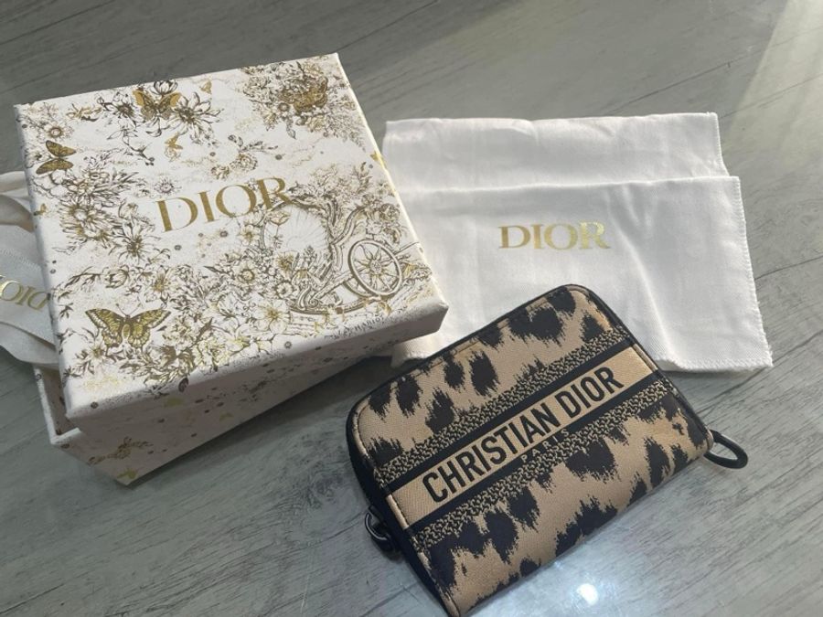 Dior 超美豹紋拉鍊卡片零錢包-3