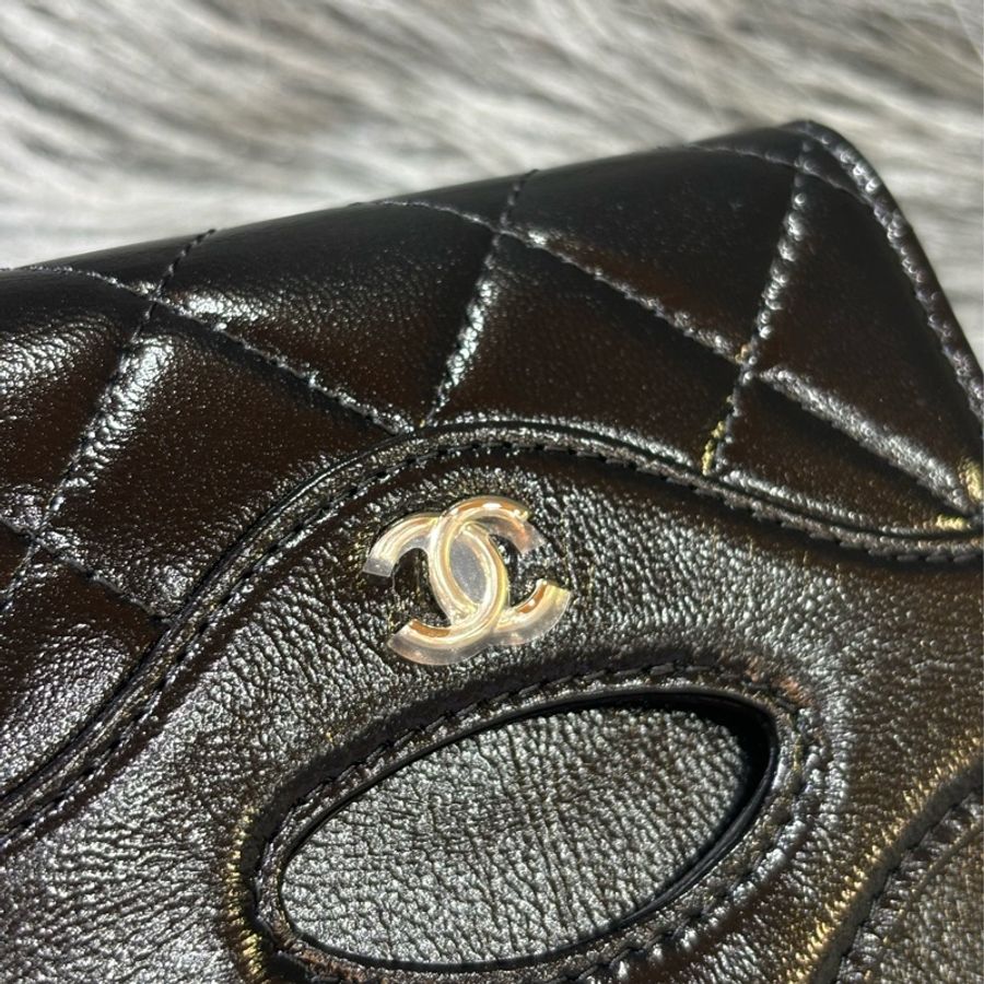 CHANEL AP3654 31 黑色油亮 牛皮 金釦 零錢包 信用卡夾 名片夾 短夾 卡包 錢包-13