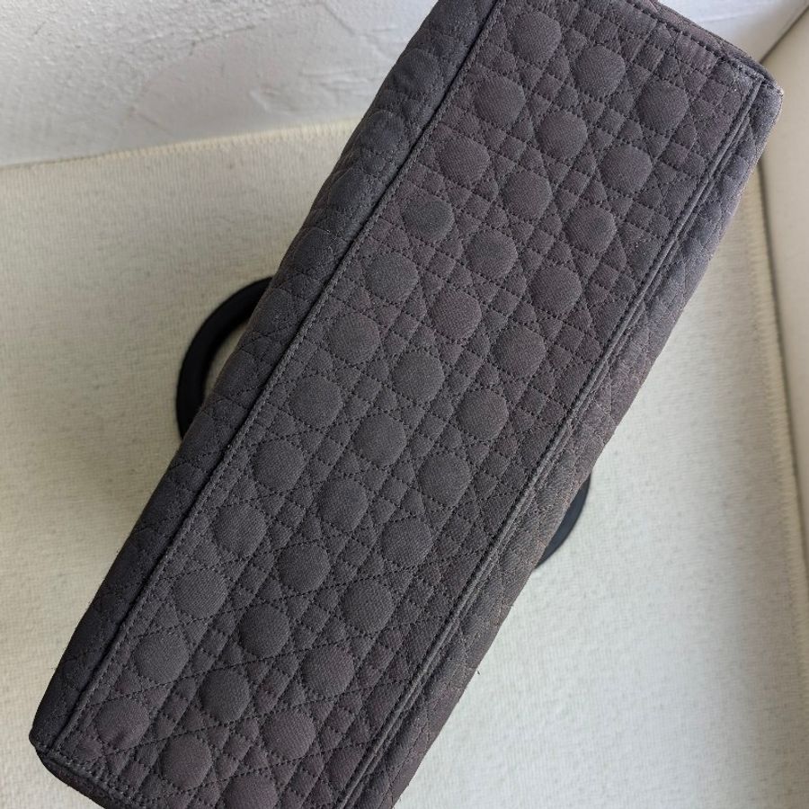 中古Vintage Lady Dior深棕色手提布面托特包-10
