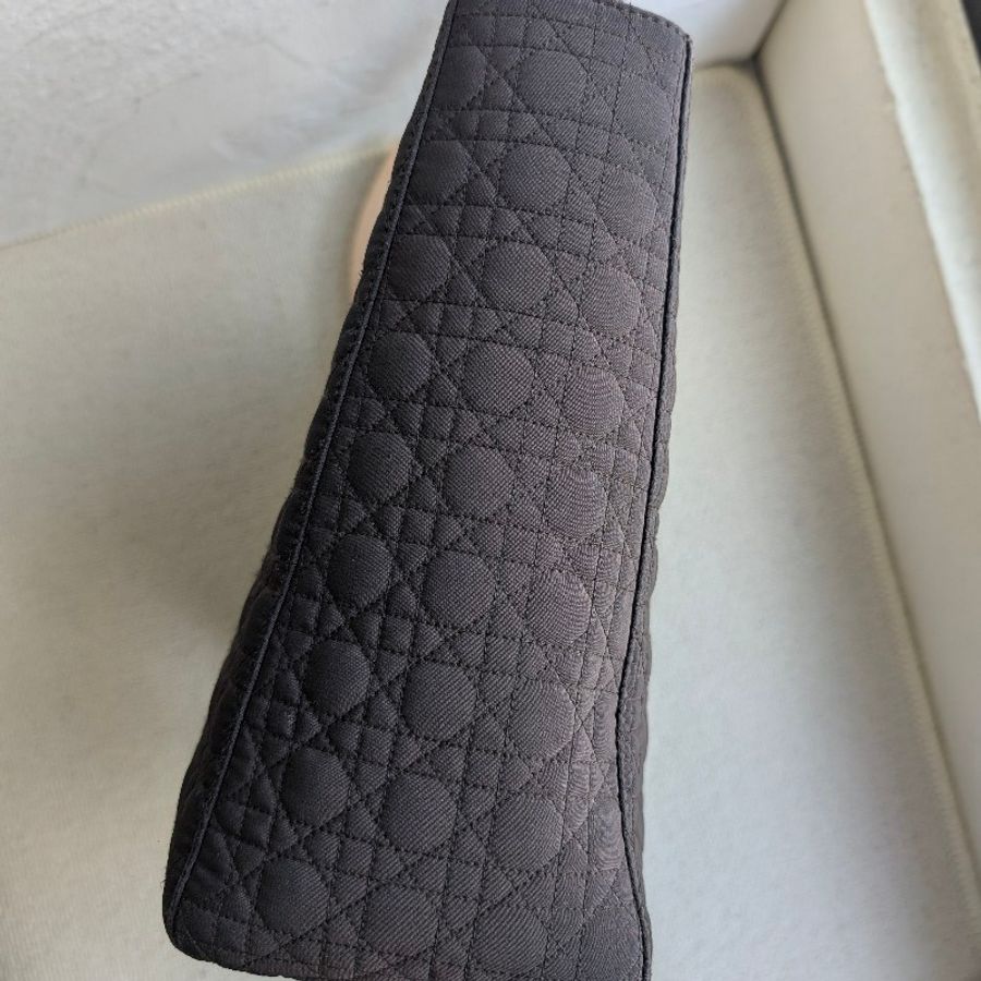 中古Vintage Lady Dior深棕色手提布面托特包-11