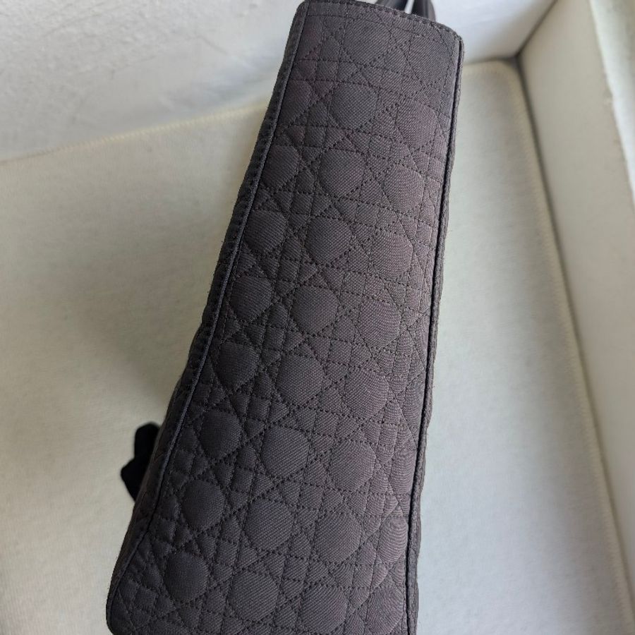 中古Vintage Lady Dior深棕色手提布面托特包-34