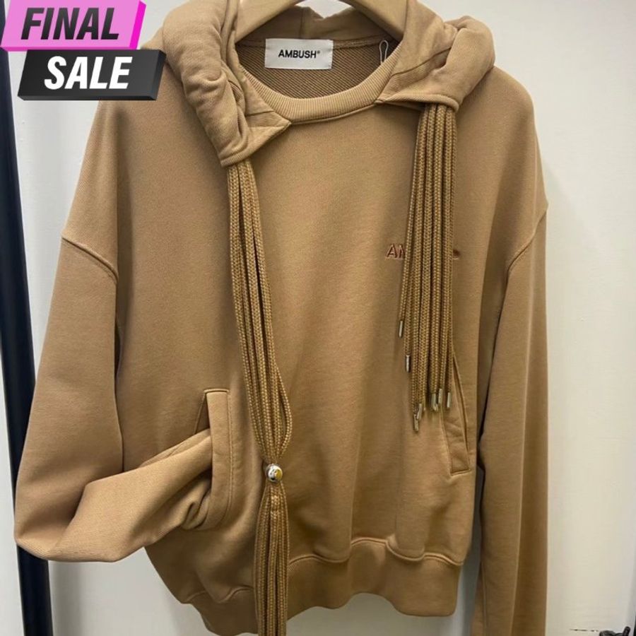 Ambush 中性款流蘇辮連帽衛衣 茶色 XXS/XS/S/M/L 【促銷品】-0