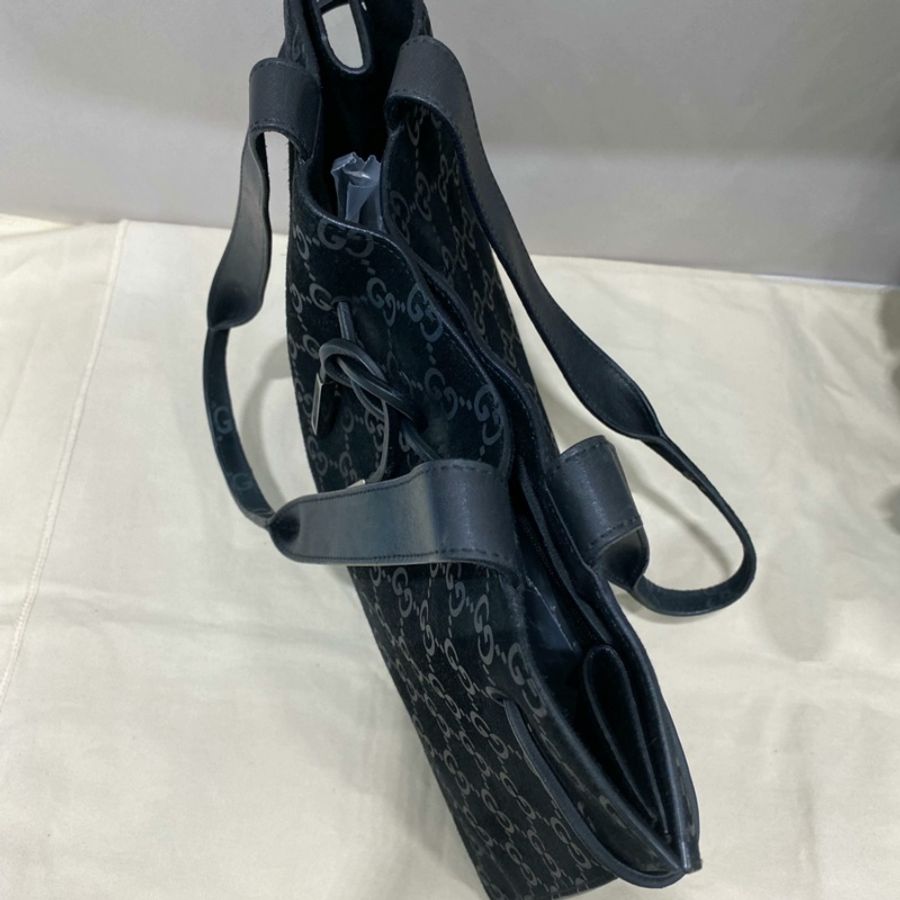 GUCCI古馳黑色麂皮老花托特包-4