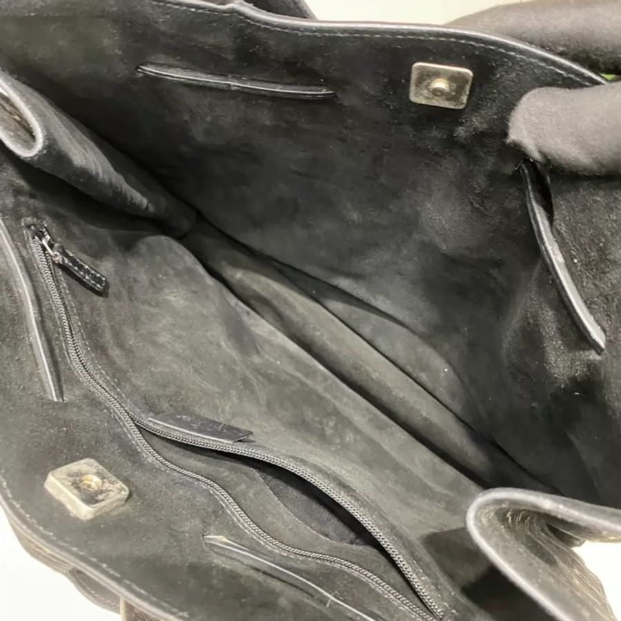 GUCCI古馳黑色麂皮老花托特包-5
