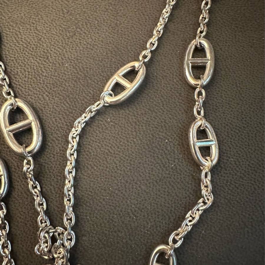 Hermes Farandole long necklace 160 豬鼻銀項鍊-21