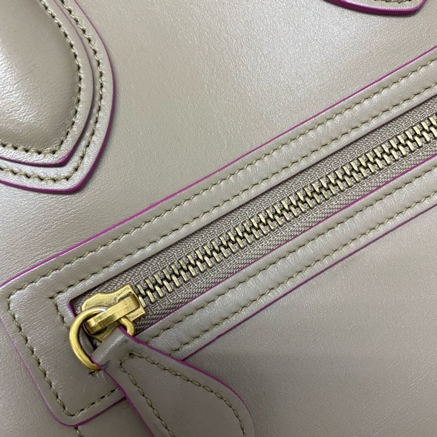 Celine luggage 笑臉包 杏色配桃紅色油邊 季節款-13