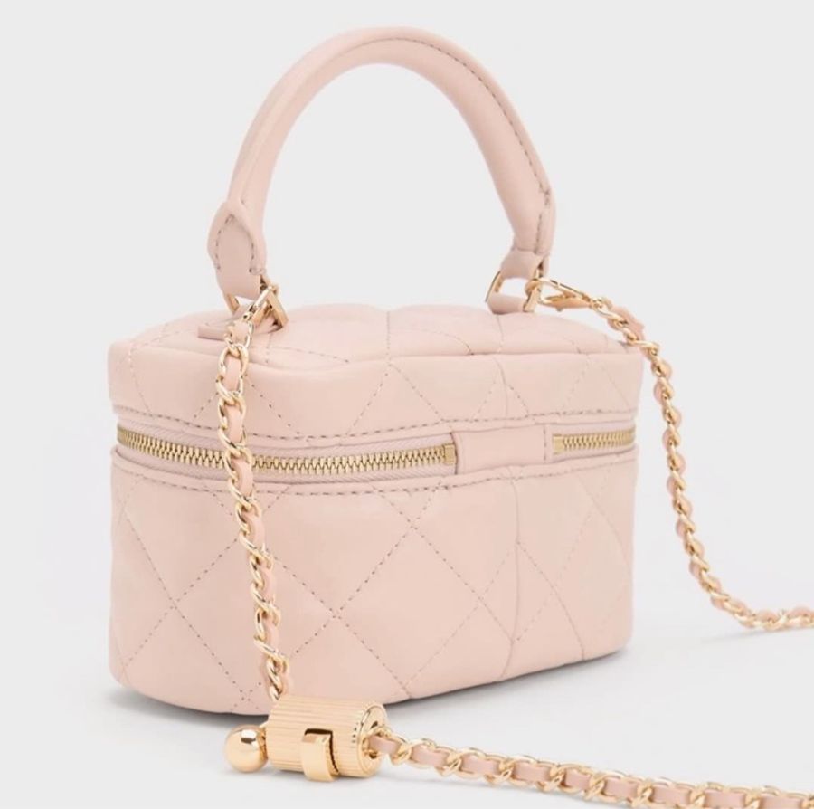 CHARLES & KEITH 小CK 特別色 粉色 珠寶盒 手提包 斜背包-3