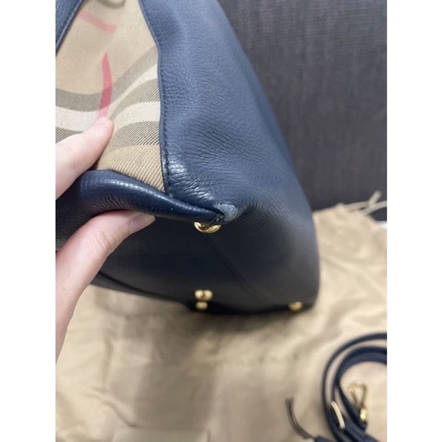 BURBERRY The Banner Vintage 格紋背帶兩用包 中號海軍藍-12