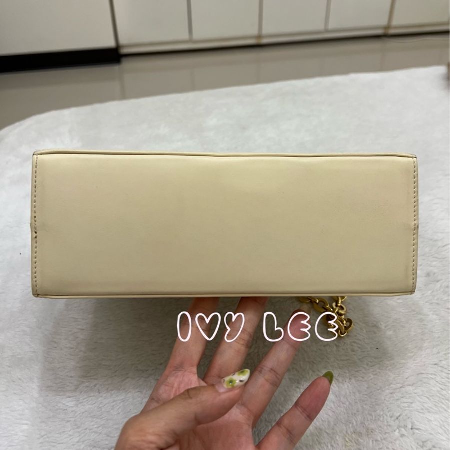 Salvatore Ferragamo 菲拉格慕 P21 5241Gancini皮革金鏈條包單肩包斜背包 米白色二手精品-2