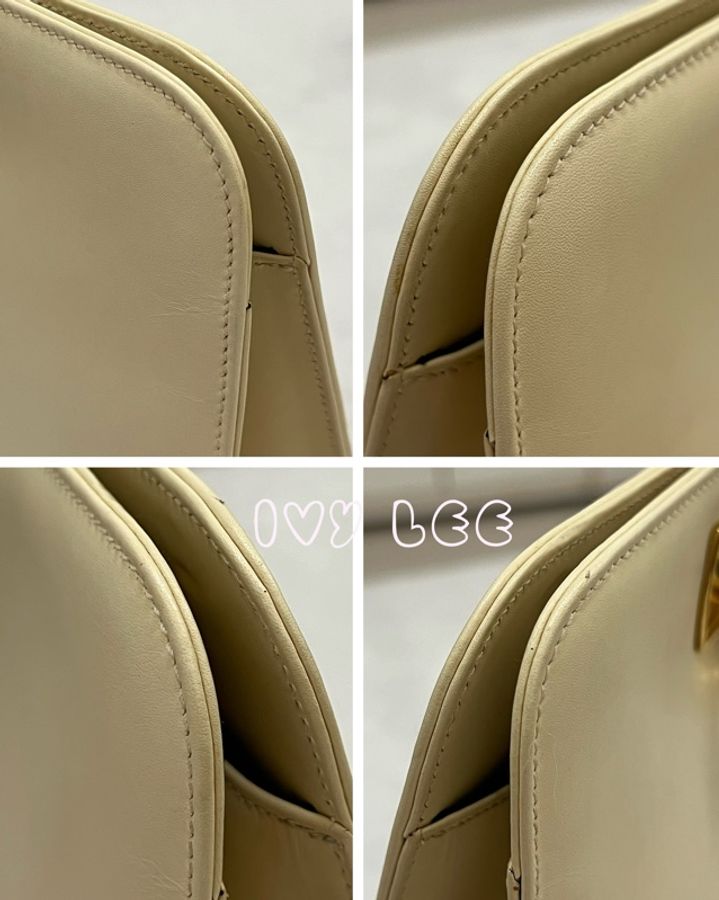 Salvatore Ferragamo 菲拉格慕 P21 5241Gancini皮革金鏈條包單肩包斜背包 米白色二手精品-9
