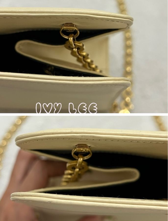 Salvatore Ferragamo 菲拉格慕 P21 5241Gancini皮革金鏈條包單肩包斜背包 米白色二手精品-15