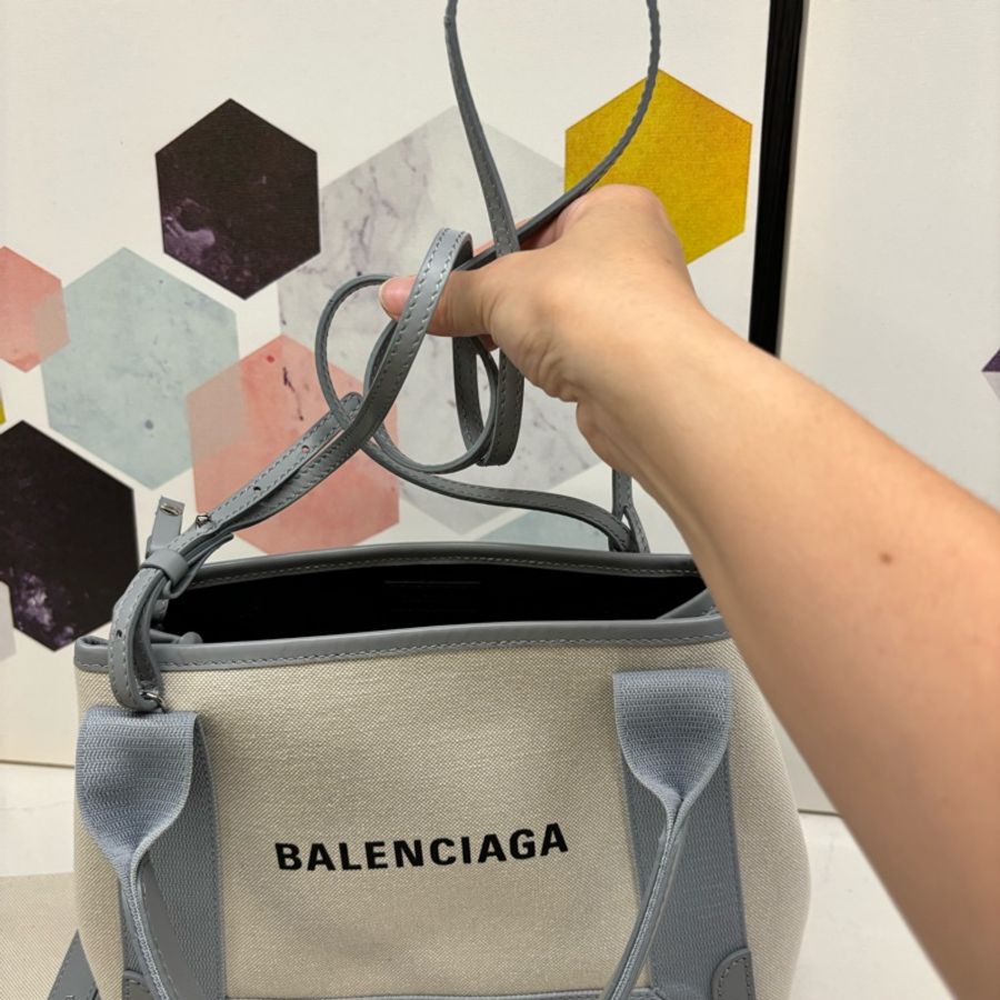 Balenciaga巴黎世家 navy cabas 小號 霧霾藍 托特包-2