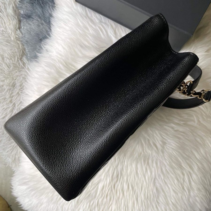 Chanel Gst 黑色荔枝金釦 近新19開-11