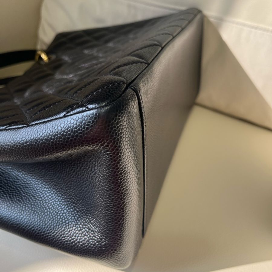Chanel Gst 黑色荔枝金釦 近新19開-21