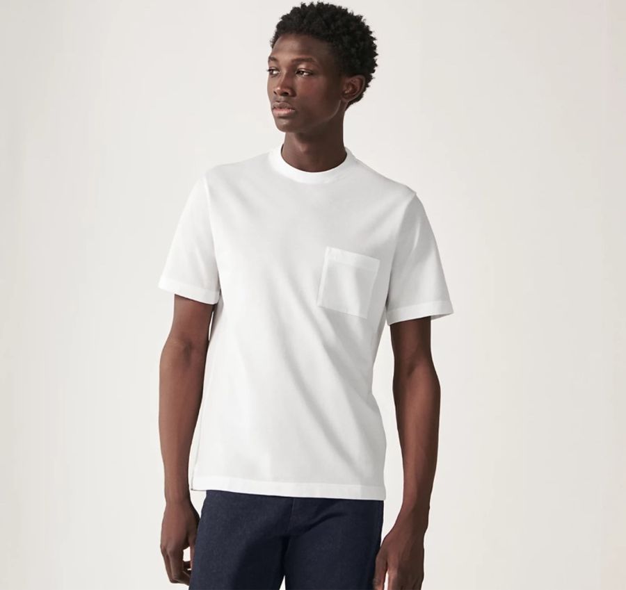 愛馬仕Hermes (男) "H" 刺繡T-shirt(經典白)-3