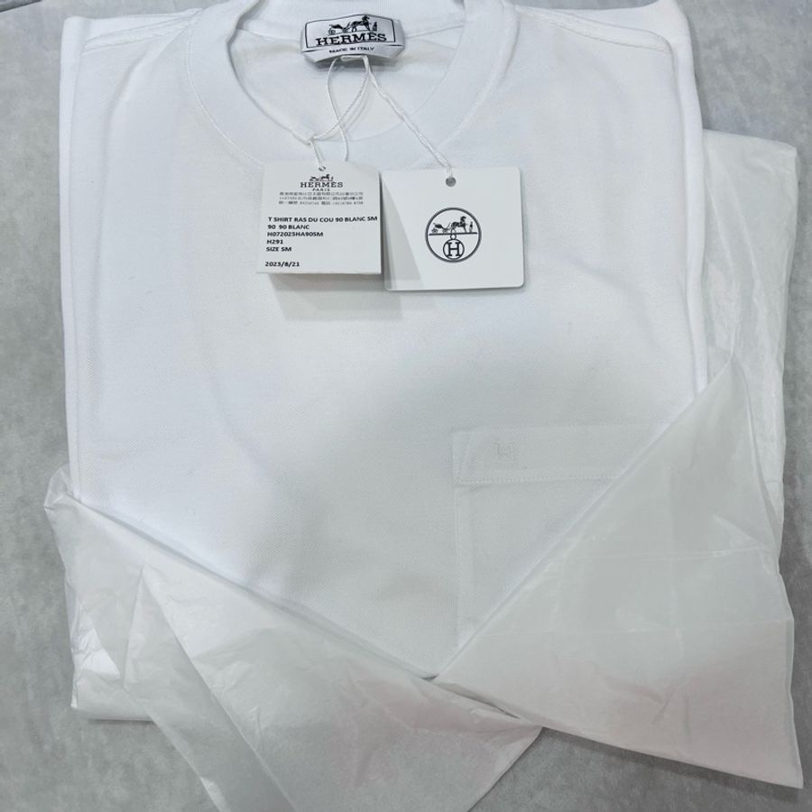 愛馬仕Hermes (男) "H" 刺繡T-shirt(經典白)-4