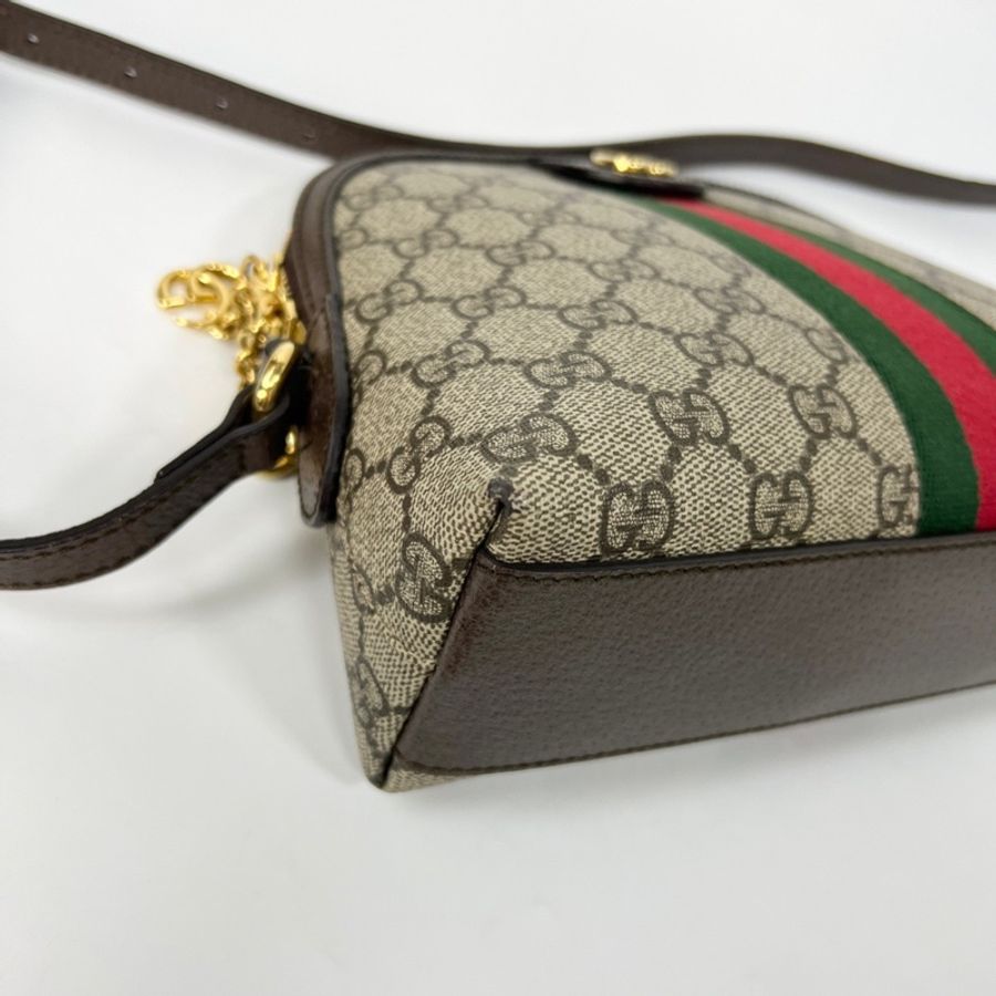 Gucci Ophidia雙G印花帆布拼皮貝殼包單肩斜挎包-4