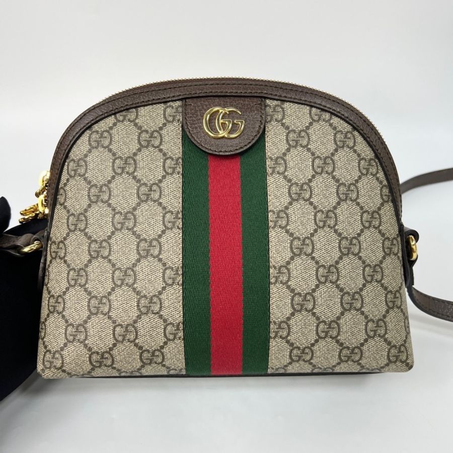 Gucci Ophidia雙G印花帆布拼皮貝殼包單肩斜挎包-6