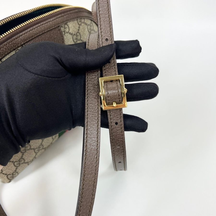 Gucci Ophidia雙G印花帆布拼皮貝殼包單肩斜挎包-7