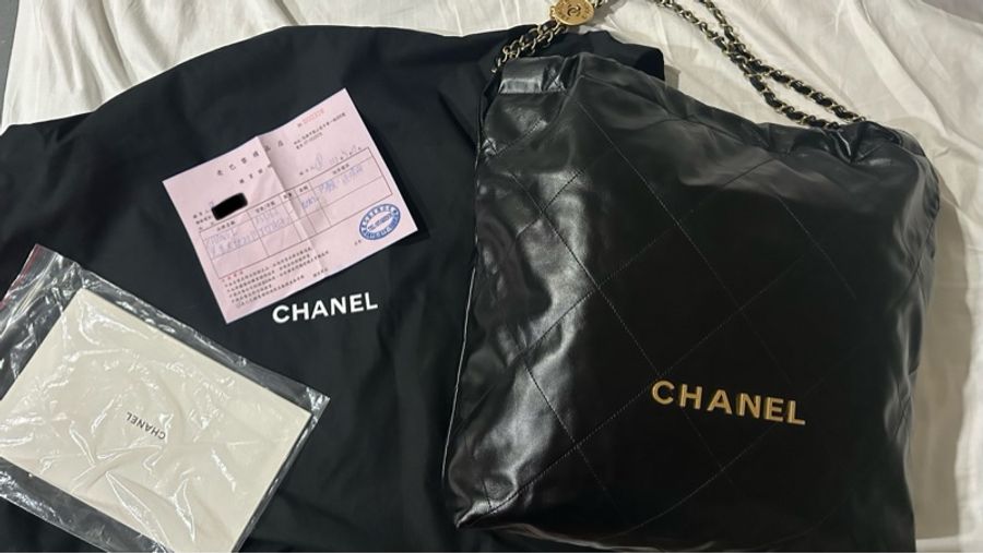 Chanel 22 黑金 大號 正品-17