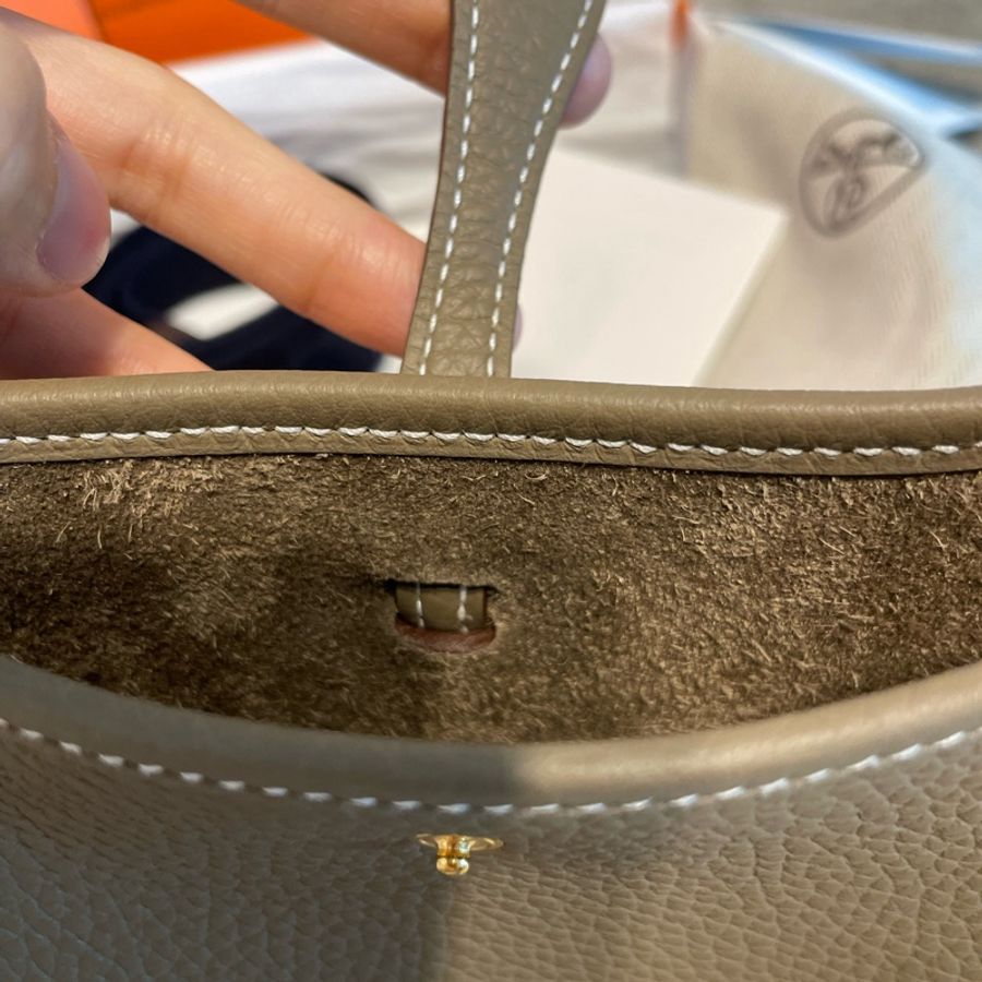 Hermes Amazone 16 mini Evelyne 大象灰併藍金扣 (Etoupe/ Bleu) GHW-20