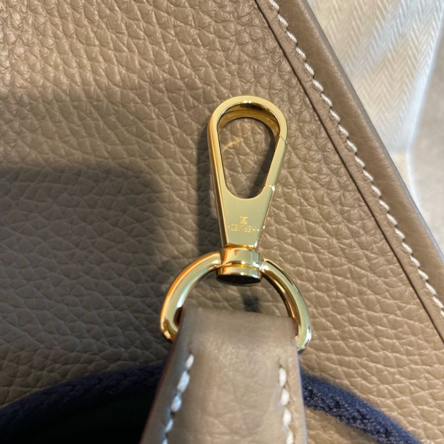 Hermes Amazone 16 mini Evelyne 大象灰併藍金扣 (Etoupe/ Bleu) GHW-25