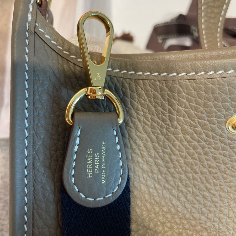 Hermes Amazone 16 mini Evelyne 大象灰併藍金扣 (Etoupe/ Bleu) GHW-26