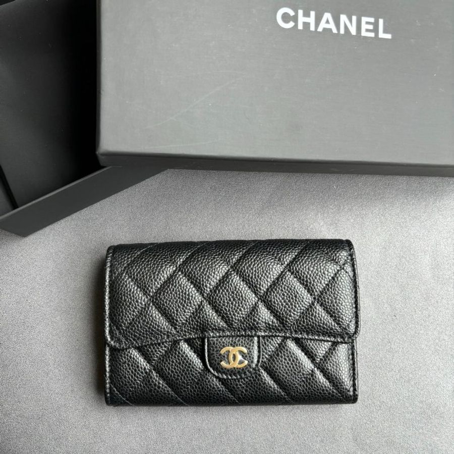 ::CHANEL:: 黑金 口蓋三摺中夾-0
