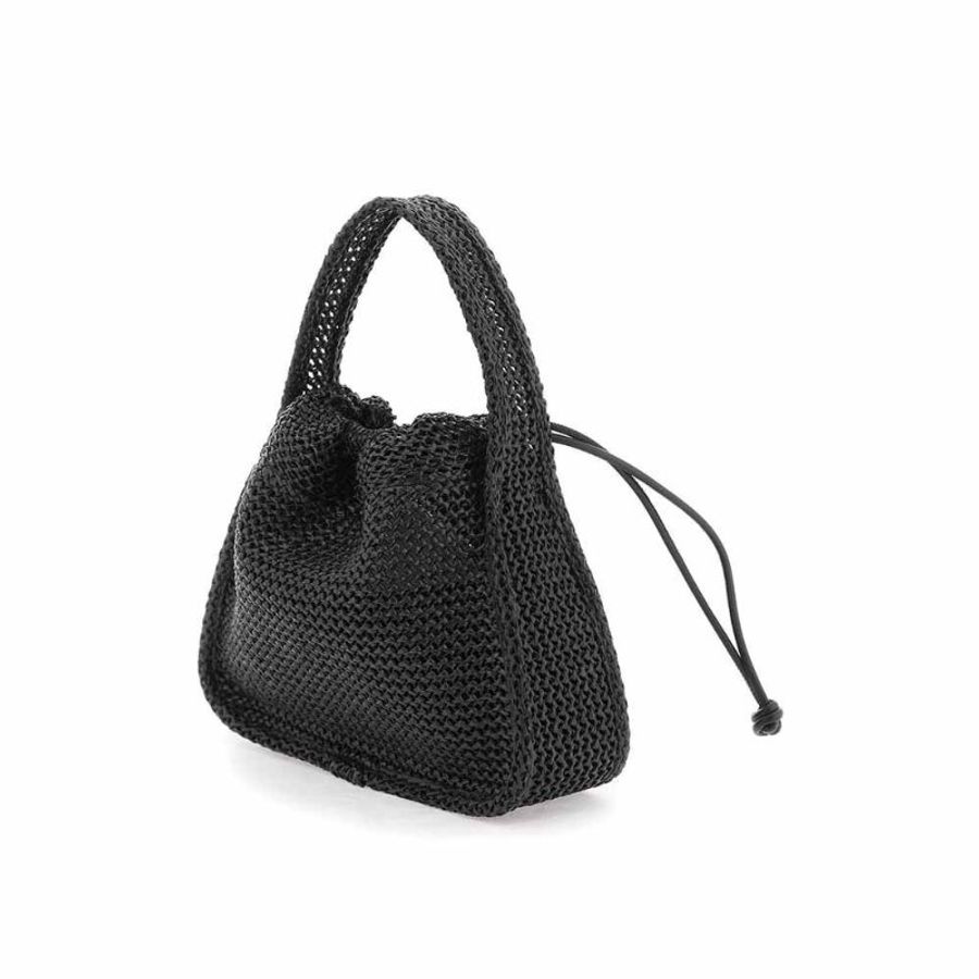 "限時降價 夏季折扣"-Alexander Wang Ryan Small 拉菲草效果編織包 黑色-5