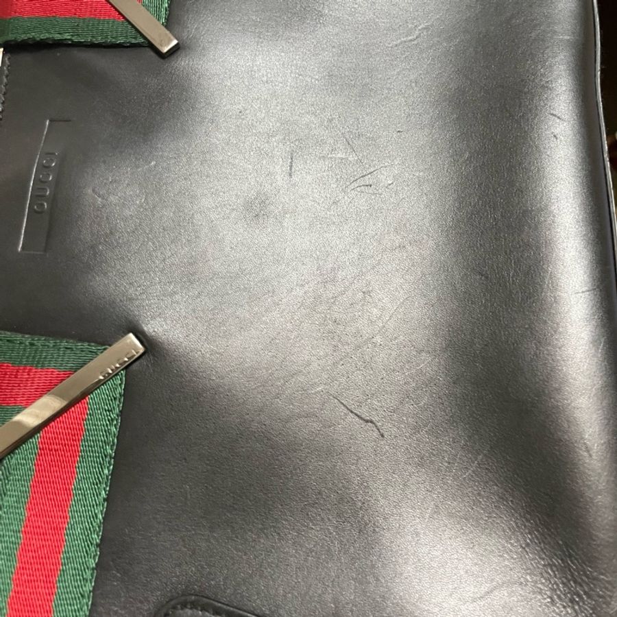 GUCCI 古馳 手提包 綠紅綠織帶 皮革 二手-14