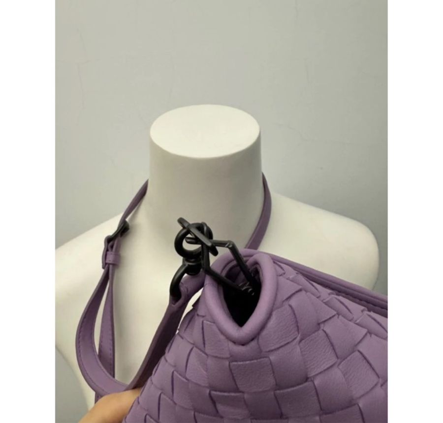 絕版全新BOTTEGA VENETA經典編織小羊皮翻蓋鏈帶斜背包(粉紫 防塵袋應該不見了 購於BV-15