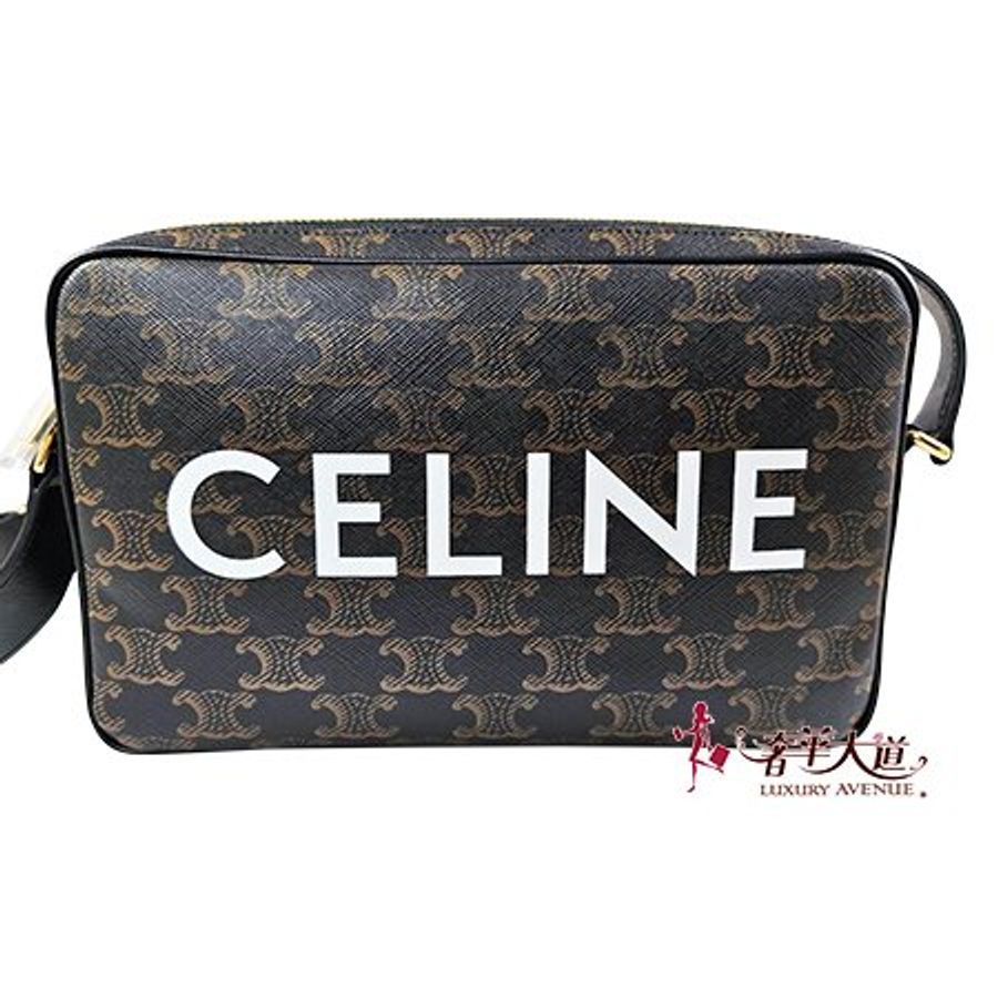 已售出*CELINE黑/褐色 TRIOMPHE老花帆布相機包 194502CIM.38NO-0