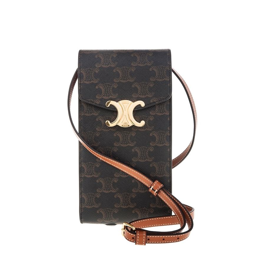CELINE TRIOMPHE帆布凱旋門LOGO金釦手機包-0