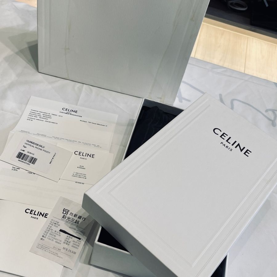 CELINE TRIOMPHE帆布凱旋門LOGO金釦手機包-6