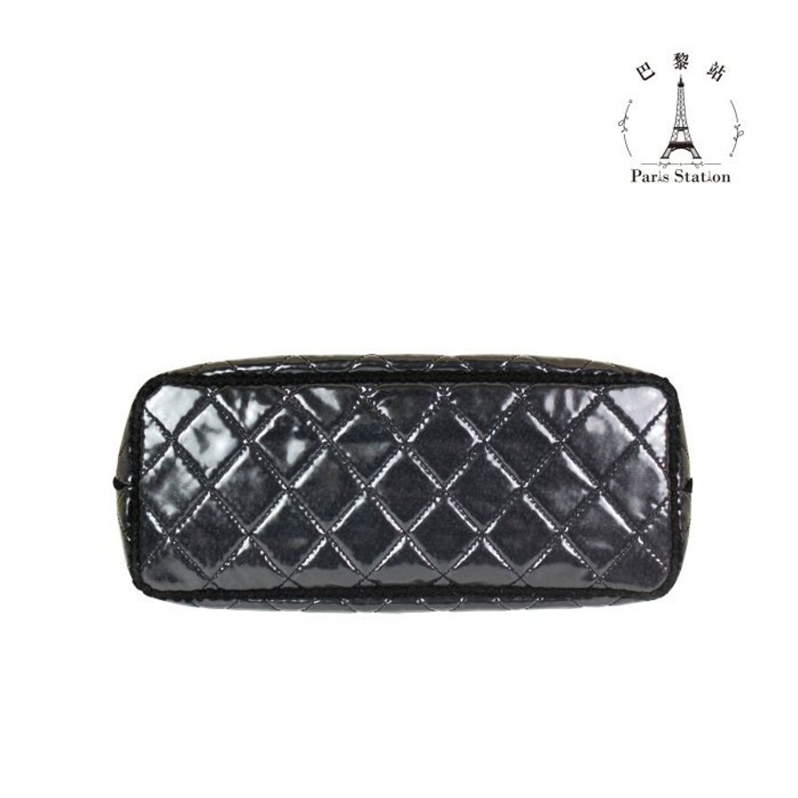【巴黎站二手名牌專賣店】*現貨*CHANEL香奈兒真品*黑色PVC大雙C絨毛邊銀鍊肩背包-2