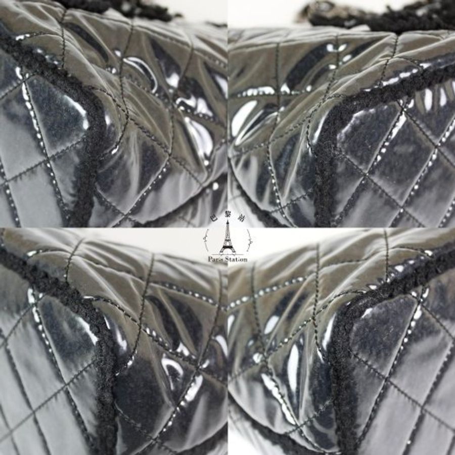 【巴黎站二手名牌專賣店】*現貨*CHANEL香奈兒真品*黑色PVC大雙C絨毛邊銀鍊肩背包-8