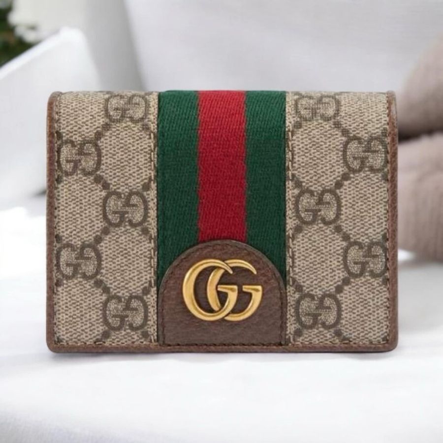 GUCCI Card Case 三隻小豬短夾零錢包//焦糖色-0