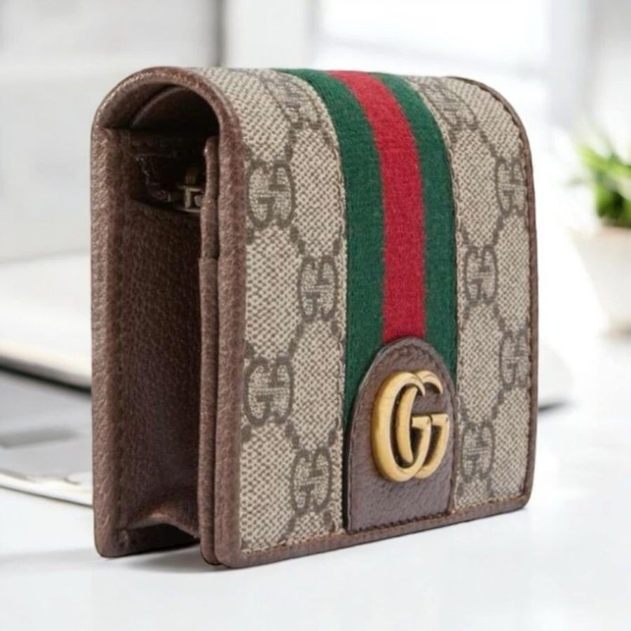 GUCCI Card Case 三隻小豬短夾零錢包//焦糖色-1
