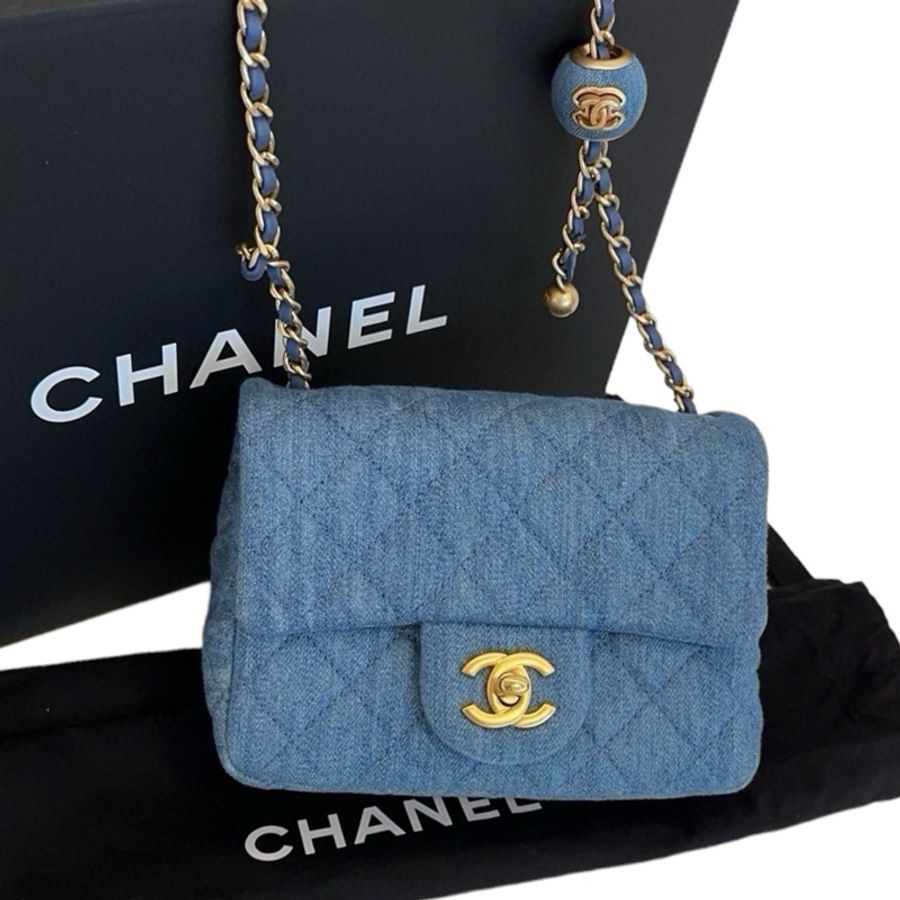 Chanel Square 17cm 牛仔方胖金球-3