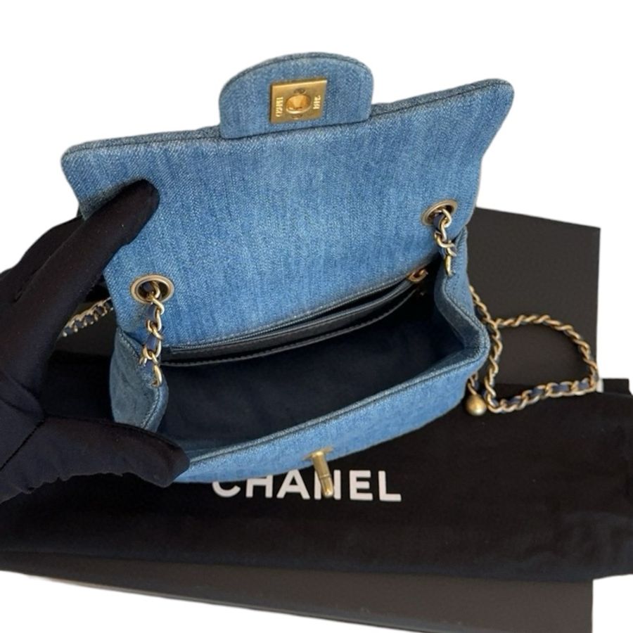 Chanel Square 17cm 牛仔方胖金球-5