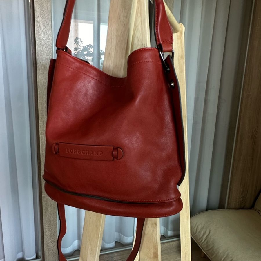 【極新】longchamp 3d系列水桶包|紅棕色-2