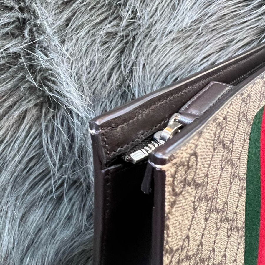 Gucci 475316 咖啡色 老花 GRG GG 帆布 金釦 手拿包 收租包 腋下包-9