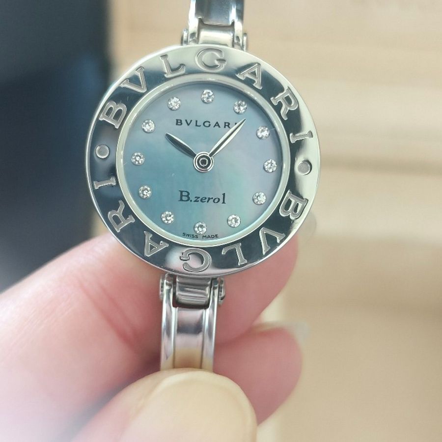 BVLGARI 寶格麗 B.ZERO 1鑲鑽珍珠母貝手環手錶-1