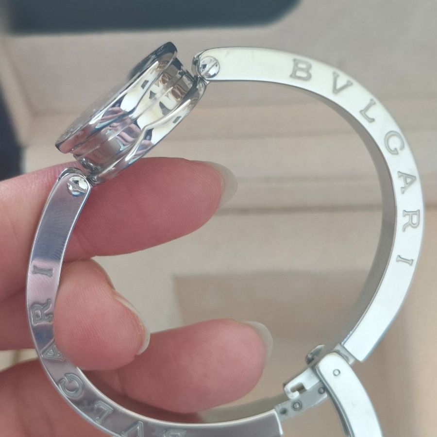 BVLGARI 寶格麗 B.ZERO 1鑲鑽珍珠母貝手環手錶-2