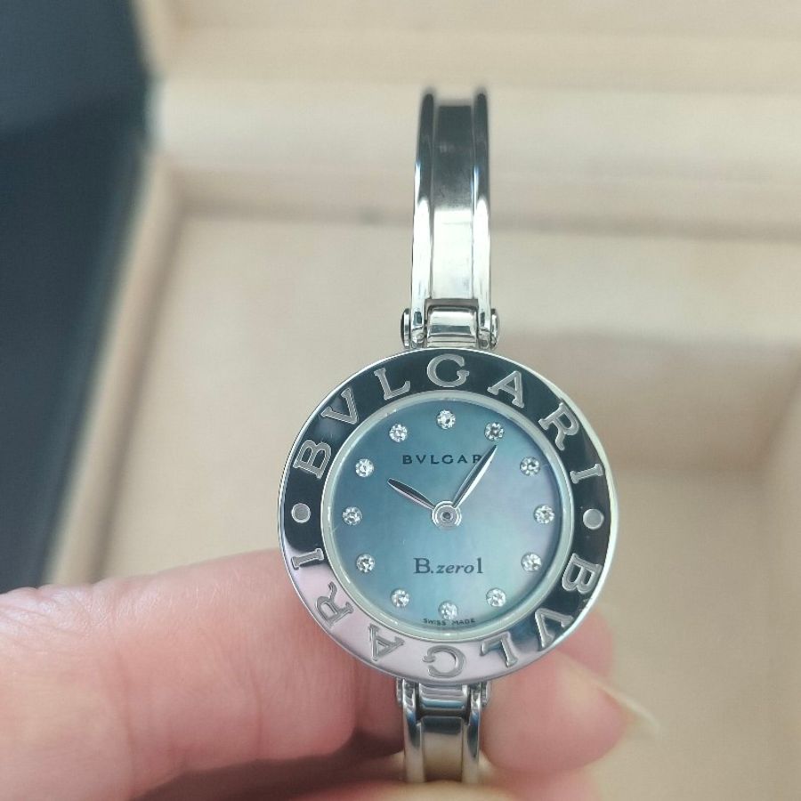 BVLGARI 寶格麗 B.ZERO 1鑲鑽珍珠母貝手環手錶-5