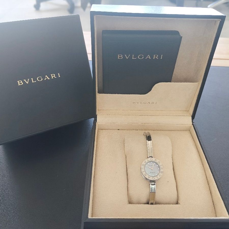 BVLGARI 寶格麗 B.ZERO 1鑲鑽珍珠母貝手環手錶-8