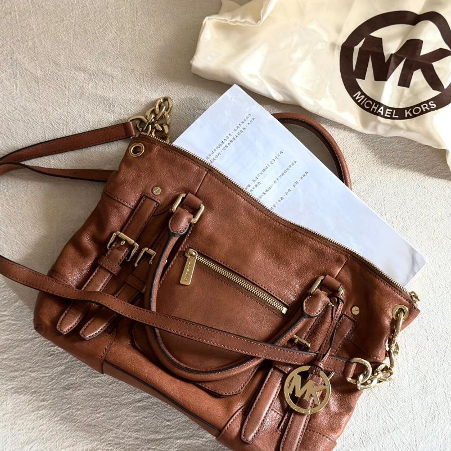MK  Michael Kors  真皮焦糖色/手提/肩背/斜背-2